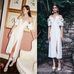 Cult Gaia Muna Gathered Linen-Blend Midi Dress